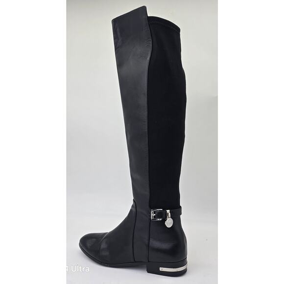 Michael Kors Black Leather Knee High Boot Tall Riding Zippered Boots Women's 8M - Picture 3 of 13